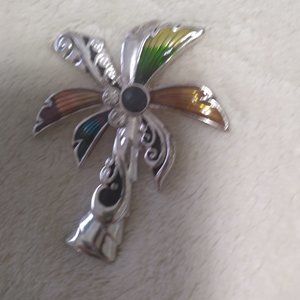 LARGE PALM TREE PENDANT SILVER FOR  NECLACE